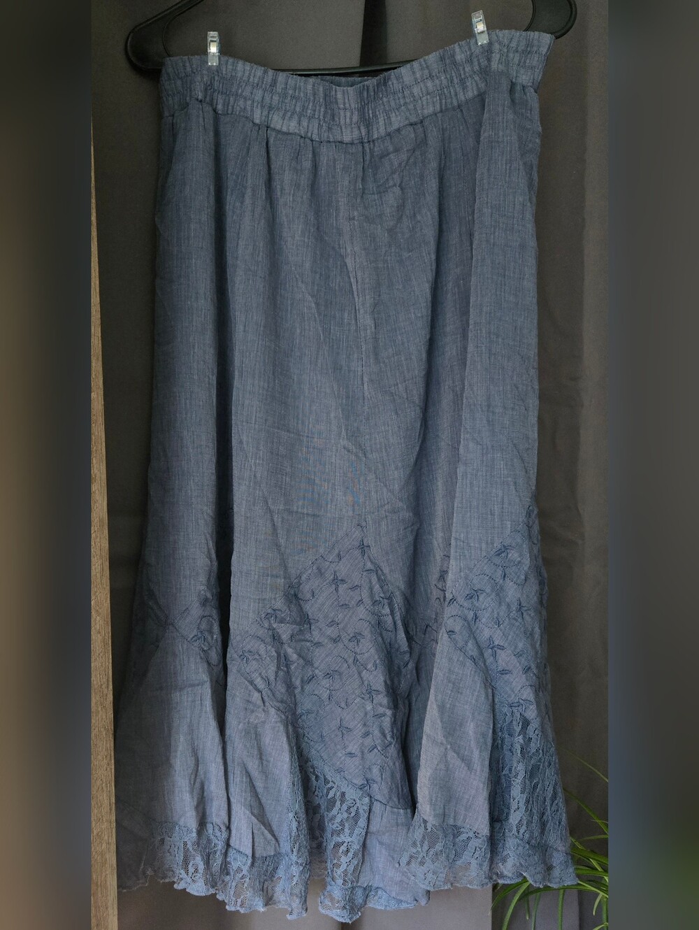 krazy kat Blue Embroidered Maxi Skirt